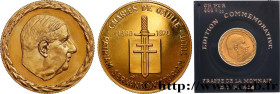 V REPUBLIC
Type : Médaille, Général De Gaulle 
Date : 1970 
Metal : gold 
Millesimal fineness : 999  ‰
Diameter : 25,5  mm
Weight : 8,93  g.
Edge : ca...