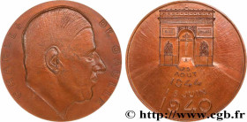 V REPUBLIC
Type : Médaille, Charles de Gaulle 
Date : 1970 
Mint name / Town : Monnaie de Paris 
Metal : bronze 
Diameter : 71,5  mm
Engraver : RIVAUD...