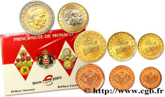 MONACO
Type : SÉRIE Euro BRILLANT UNIVERSEL  
Date : 2001 
Quantity minted : 20.000 
Commentary : Série avec emballage plastique ouvert 
Catalogue ref...