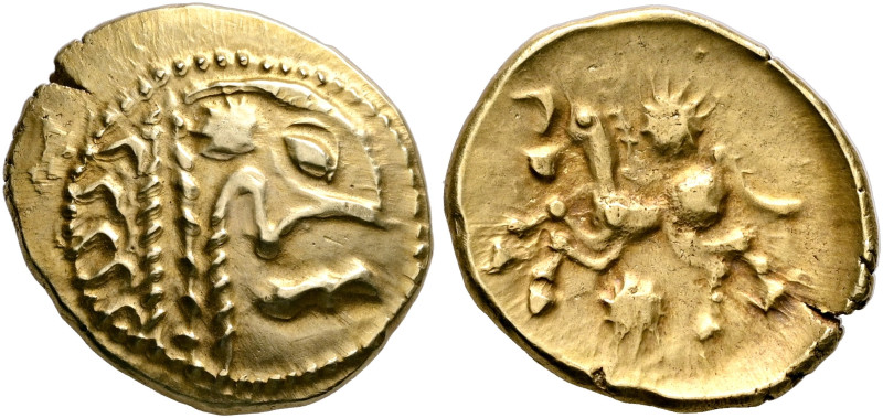 NORTHEAST GAUL. Bellovaci. Circa 60-30/25 BC. Stater (Electrum, 20 mm, 6.26 g, 1...