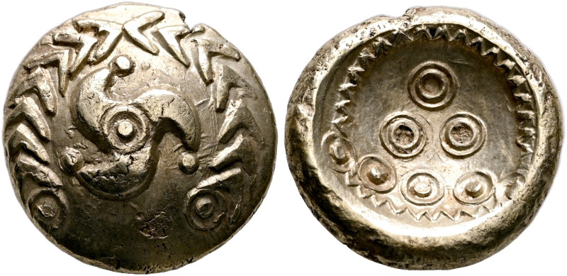 CENTRAL EUROPE. Uncertain tribe. Circa 50-25 BC. Stater (Electrum, 17 mm, 7.16 g...