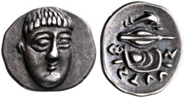 CAMPANIA. Phistelia. Circa 325-275 BC. Obol (Silver, 10 mm, 0.70 g, 7 h). Young male head facing, turned slightly to right. Rev. &#66330;&#66313;&#663...