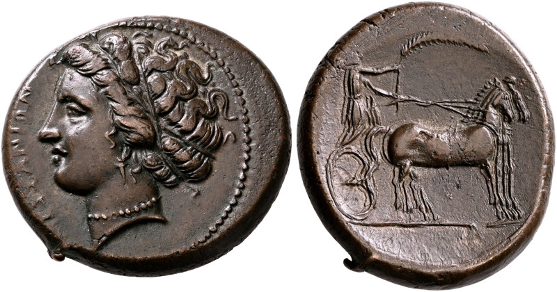 SICILY. Messana. 317-311 BC. Litra (Bronze, 24 mm, 10.56 g, 9 h). ΜΕΣΣΑΝΙΩΝ Head...