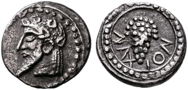SICILY. Naxos. Circa 510-493 BC. Litra (Silver, 10 mm, 0.69 g, 8 h). Head of bea...