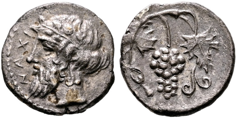 SICILY. Naxos. Circa 415-403 BC. Litra (Silver, 11 mm, 0.83 g, 9 h). NAXI Head o...