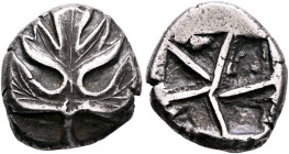 SICILY. Selinos. Circa 540-530 BC. Didrachm (Silver, 20 mm, 8.89 g). Selinon leaf. Rev. Incuse square divided into five irregular sections. Arnold-Biu...