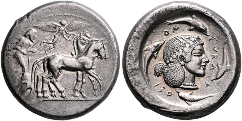 SICILY. Syracuse. Deinomenid Tyranny, 485-466 BC. Tetradrachm (Silver, 26 mm, 17...