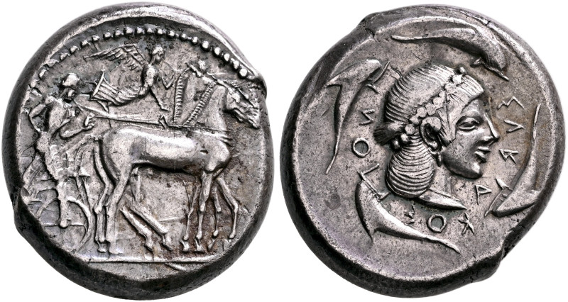 SICILY. Syracuse. Deinomenid Tyranny, 485-466 BC. Tetradrachm (Silver, 25 mm, 17...