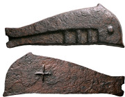 SKYTHIA. Olbia. Circa 437-410 BC. Cast unit (Bronze, 104 mm, 95.48 g). Dolphin right. Rev. Dolphin left with + in relief on blank surface. Anokhin 173...