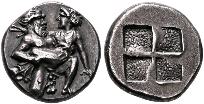 ISLANDS OFF THRACE, Thasos. Circa 412-404 BC. Drachm (Silver, 14 mm, 3.56 g). Nu...