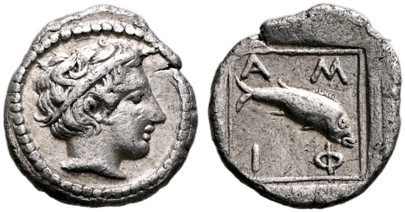 MACEDON. Amphipolis. Late 5th-early 4th century BC. Obol (Silver, 9 mm, 0.45 g, ...