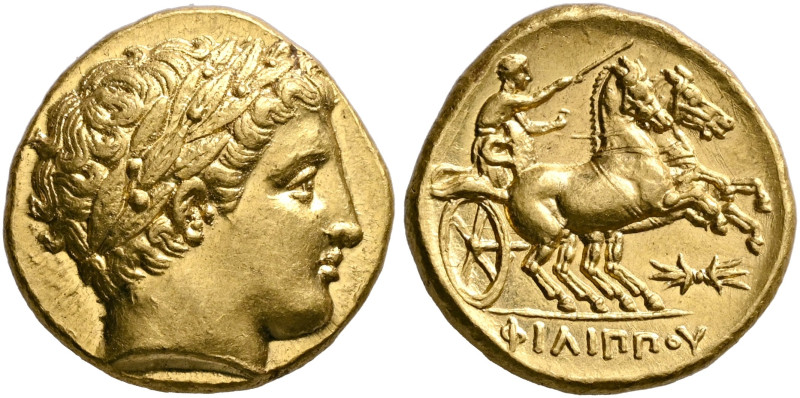 KINGS OF MACEDON. Philip II, 359-336 BC. Stater (Gold, 18 mm, 8.62 g, 12 h), Pel...