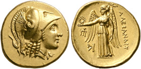 KINGS OF MACEDON. Alexander III ‘the Great’, 336-323 BC. Stater (Gold, 20 mm, 8.62 g, 6 h), Amphipolis, struck under Kassander, circa 307-300. Head of...