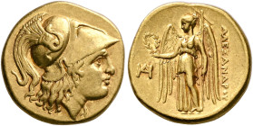KINGS OF MACEDON. Alexander III ‘the Great’, 336-323 BC. Stater (Gold, 19 mm, 8.45 g, 12 h), Miletos, struck under Philoxenos, circa 325-323. Head of ...