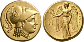 KINGS OF MACEDON. Alexander III ‘the Great’, 336-323 BC. Stater (Gold, 18 mm, 8.55 g, 1 h), Miletos, struck under Asandros, circa 323-319. Head of Ath...