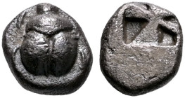 ATTICA. Athens. Circa 545-525/15 BC. Hemiobol (Silver, 6 mm, 0.37 g), 'Wappenmünzen' type. Scarab beetle. Rev. Diagonally divided quadripartite incuse...
