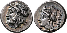 PAPHLAGONIA. Kromna. Circa 360-330 BC. Tetrobol (Silver, 13 mm, 3.57 g, 12 h), Persic standard. Laureate head of Zeus to left. Rev. ΚΡΩΜΝ[Α] Head of H...