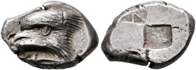 PAPHLAGONIA. Sinope. Circa 425-410 BC. Drachm (Silver, 20 mm, 6.19 g). Head of a sea-eagle to left; below, dolphin left. Rev. Quadripartite incuse squ...