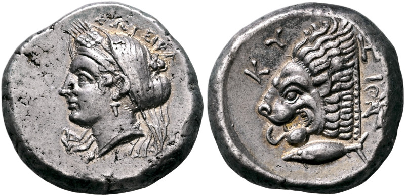 MYSIA. Kyzikos. Circa 390-341/0 BC. Tetradrachm (Silver, 24 mm, 15.22 g, 7 h). Σ...