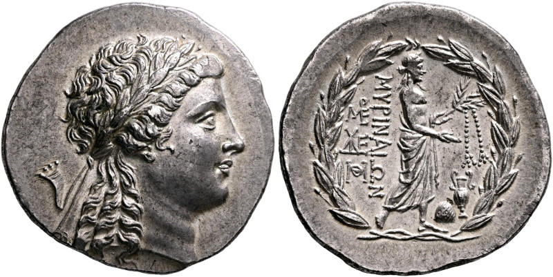 AEOLIS. Myrina. Circa 160-143 BC. Tetradrachm (Silver, 32 mm, 16.77 g, 12 h). La...