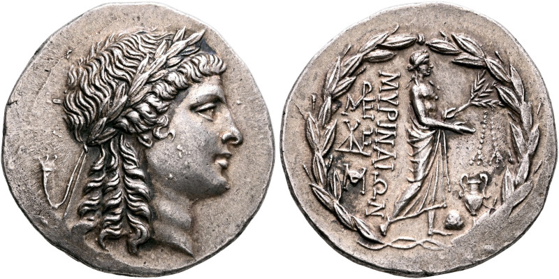 AEOLIS. Myrina. Circa 160-143 BC. Tetradrachm (Silver, 31 mm, 16.68 g, 11 h). La...