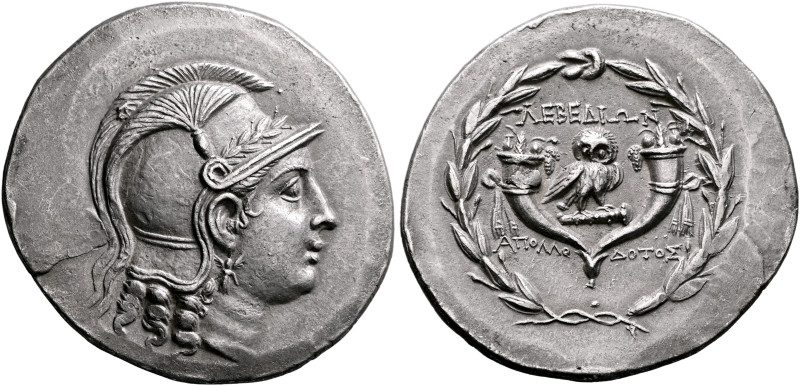 IONIA. Lebedos. Circa 150-143/2 BC. Tetradrachm (Silver, 33 mm, 14.98 g, 12 h), ...