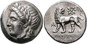IONIA. Miletos. Circa 350-340 BC. Tetradrachm (Silver, 23 mm, 15.25 g, 1 h), Theopropos, magistrate. Laureate head of Apollo to left. Rev. ΘΕΟΠΡΟΠΟ[Σ]...