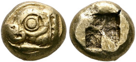 IONIA. Phokaia. Circa 625/0-522 BC. Hekte (Electrum, 9 mm, 2.59 g, 1 h). Head of a seal to left; below, small seal to left. Rev. Incuse square punch. ...