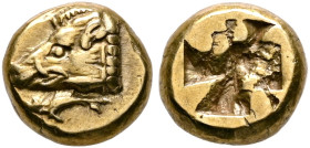 IONIA. Phokaia. Circa 625/0-550 BC. Hekte (Electrum, 10 mm, 2.61 g). Head of a boar to left; below, seal to left. Rev. Incuse square punch. BMC 30. Bo...
