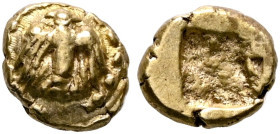 IONIA. Uncertain. Circa 600-550 BC. Myshemihekte – 1/24 Stater (Electrum, 7 mm, 0.61 g), Phokaic standard. Eagle, with wings spread and head to left, ...
