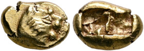 KINGS OF LYDIA. Alyattes, circa 620/10-564/53 BC. Hekte or 1/6 Stater (Electrum, 12 mm, 2.36 g), Lydo-Milesian standard, Sardes. Head of a lion with s...