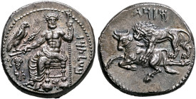 CILICIA. Tarsos. Mazaios, satrap of Cilicia, 361/0-334 BC. Stater (Silver, 22 mm, 10.96 g, 9 h). &#67649;&#67663;&#67659;&#67669;&#67667;&#67654; ('b'...