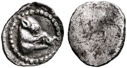CILICIA OR CYPRUS. Uncertain, late 5th to mid 4th century BC. Tetartemorion (Silver, 7 mm, 0.20 g). Head of a boar to right. Rev. Blank. Astarte Web A...