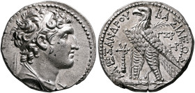 SELEUKID KINGS. Alexander I Balas, 152-145 BC. Tetradrachm (Silver, 27 mm, 14.25 g, 12 h), Tyre, SE 163 = 150/49. Diademed and draped bust of Alexande...