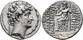 SELEUKID KINGS. Demetrios III Eukairos, 97/6-88/7 BC. Tetradrachm (Silver, 29 mm, 16.00 g, 12 h), uncertain mint in Cilicia, likely Tarsos, perhaps 88...