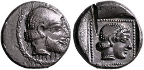 PHILISTIA (PALESTINE). Uncertain mint. Late 5th-early 4th century BC. Drachm (Silver, 16 mm, 3.57 g, 12 h). Bearded male head to right within round de...