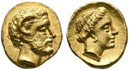 KYRENAICA. Kyrene. Magas, as King of Kyrene, circa 282/75-250 BC. 1/10 Stater (Gold, 7 mm, 0.73 g, 12 h), Attic standard. Bearded head of Zeus Ammon t...