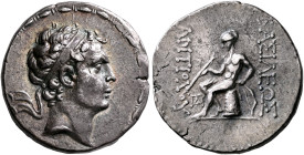 SELEUKID KINGS. Antiochos IV Epiphanes, 175-164 BC. Tetradrachm (Silver, 26 mm, 17.00 g, 12 h), Seleukeia on the Tigris, circa 175-168. Diademed head ...