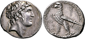 SELEUKID KINGS. Alexander I Balas, 152-145 BC. Tetradrachm (Silver, 26 mm, 14.15 g, 12 h), Ptolemaic standard. Laodikeia in Phoenicia (Berytos), SE 16...