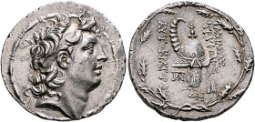 SELEUKID KINGS. Tryphon, circa 142-138 BC. Tetradrachm (Silver, 32 mm, 16.64 g, 12 h), Antiochia on the Orontes. Diademed head of Tryphon to right. Re...