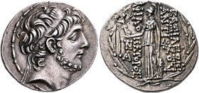 SELEUKID KINGS. Antiochos IX Eusebes Philopator (Kyzikenos), 114/3-95 BC. Tetradrachm (Silver, 29 mm, 16.55 g, 12 h), Antiochia on the Orontes, spring...