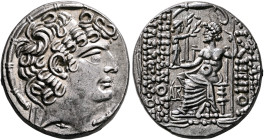 SYRIA, Seleukis and Pieria. Antioch. Aulus Gabinius, proconsul, 57-55 BC. Tetradrachm (Silver, 27 mm, 15.38 g, 12 h), Antiochia on the Orontes. In the...
