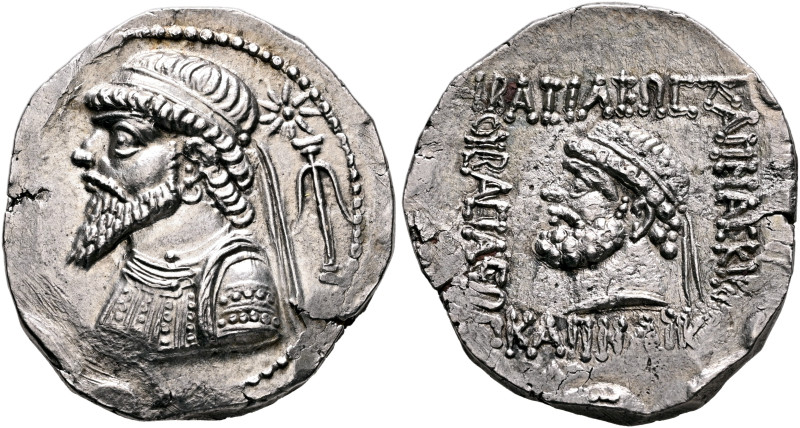 KINGS OF ELYMAIS. Kamnaskires V, circa 54/3-33/2 BC. Tetradrachm (Silver, 29 mm,...