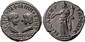 THRACE. Mesembria. Philip I, with Otacilia Severa, 244-249. Tetrassarion (Bronze, 26 mm, 11.39 g, 6 h). ΑΥΤ Μ ΙΟΥΛ ΦΙΛΙΠΠΟC Μ ⲰΤ / CЄB HP AC / CЄ Laur...