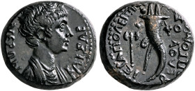 PHRYGIA. Hierapolis. Nero, 54-68. Hemiassarion (Orichalcum, 18 mm, 5.84 g, 12 h), L. Helvius Optomus, magistrate, circa 55. NEPΩN KAIΣAP Bare-headed a...