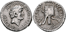 Mark Antony, 44-30 BC. Denarius (Silver, 20 mm, 3.92 g, 12 h), Antiochia on the Orontes or a military mint travelling with Canidius Crassus in Armenia...