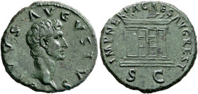 Divus Augustus, died AD 14. As (Copper, 28 mm, 11.13 g, 6 h), Rome, struck under Nerva, circa 97-98. DIVVS AVGVSTVS Bare head of Divus Augustus to rig...