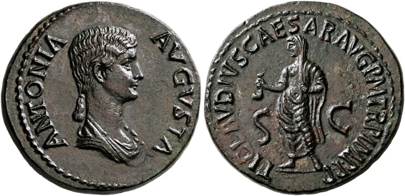 Antonia Minor, Augusta, 37 and 41. Dupondius (Orichalcum, 32 mm, 16.75 g, 6 h), ...