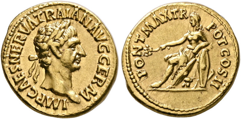 Trajan, 98-117. Aureus (Gold, 19 mm, 7.62 g, 6 h), Rome, 98. IMP CAES NERVA TRAI...