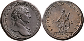 Trajan, 98-117. Sestertius (Orichalcum, 34 mm, 27.82 g, 6 h), Rome, circa 111. IMP CAES NERVAE TRAIANO AVG GER DAC P M TR P COS V P P Laureate head of...